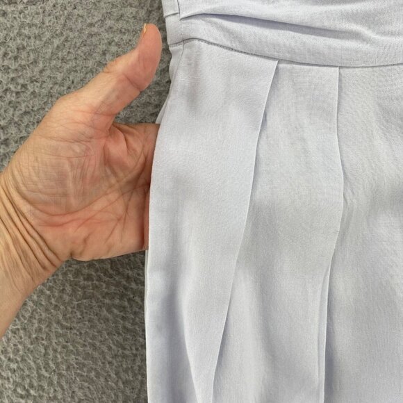 JustFab Pants Womens Small Blue Linen Blend Pleated Wide Leg Pockets Everyday - Picture 5 of 13